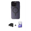 MARSİLYAN™- iPhone 15 Pro Kılıf Kozmos Çizgi Prime - Siyah Bilvis 5in1 5D Magic Hayalet Cam Ekran Koruyucu + Raze Metal Kamera Lens - TMGI