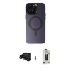 MARSİLYAN™- iPhone 15 Pro Kılıf Kozmos Çizgi Prime - Siyah Bilvis Hayalet Cam Ekran Koruyucu + Raze Metal Kamera Lens - SH
