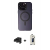 MARSİLYAN™- iPhone 15 Pro Kılıf Kozmos Çizgi Prime - Siyah Bilvis Hayalet Cam Ekran Koruyucu + Raze Metal Kamera Lens - TMGI