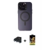 MARSİLYAN™- iPhone 15 Pro Kılıf Kozmos Çizgi Prime - Siyah Buffer Cam Ekran Koruyucu + Raze Metal Kamera Lens - LT