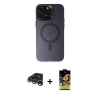 MARSİLYAN™- iPhone 15 Pro Kılıf Kozmos Çizgi Prime - Siyah Buffer Cam Ekran Koruyucu + Raze Metal Kamera Lens - GS