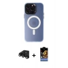 MARSİLYAN™- iPhone 15 Pro Kılıf Kozmos Çizgi Prime - Siyah Buffer Hayalet Cam Ekran Koruyucu + Raze Metal Kamera Lens - SH