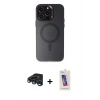 MARSİLYAN™- iPhone 15 Pro Kılıf Kozmos Çizgi Prime - Siyah Joko 5D Cam + Raze Metal Kamera Lens - LT
