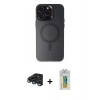 MARSİLYAN™- iPhone 15 Pro Kılıf Kozmos Çizgi Prime - Siyah Polymer Nano Ekran Koruyucu + Raze Metal Kamera Lens - LT