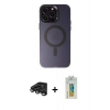MARSİLYAN™- iPhone 15 Pro Kılıf Kozmos Çizgi Prime - Siyah Polymer Nano Ekran Koruyucu + Raze Metal Kamera Lens - TMGI
