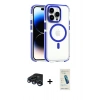MARSİLYAN™- iPhone 15 Pro Kılıf Kozmos Doku Koleksiyonu - Şeffaf Pasifik Cam Ekran Koruyucu + Raze Metal Kamera Lens - LT