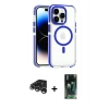 MARSİLYAN™- iPhone 15 Pro Kılıf Kozmos Doku Koleksiyonu - Siyah 360 Mat Full Body Arka Koruyucu + Raze Metal Kamera Lens - GS
