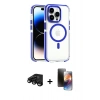 MARSİLYAN™- iPhone 15 Pro Kılıf Kozmos Doku Koleksiyonu - Siyah 3D Antistatik Mat Seramik Nano Ekran Koruyucu + Raze Metal Kamera Lens - SH