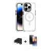 MARSİLYAN™- iPhone 15 Pro Kılıf Kozmos Doku Koleksiyonu - Siyah 3D Antistatik Mat Seramik Nano Ekran Koruyucu + Raze Metal Kamera Lens - TMGI