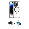MARSİLYAN™- iPhone 15 Pro Kılıf Kozmos Doku Koleksiyonu - Siyah 3D Antistatik Seramik Nano Ekran Koruyucu + Siyah Raze Metal Kamera Lens