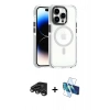 MARSİLYAN™- iPhone 15 Pro Kılıf Kozmos Doku Koleksiyonu - Siyah 3D Antistatik Seramik Nano Ekran Koruyucu + Raze Metal Kamera Lens - TMGI