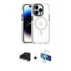 MARSİLYAN™- iPhone 15 Pro Kılıf Kozmos Doku Koleksiyonu - Siyah 3D Antistatik Seramik Nano Ekran Koruyucu + Siyah Raze Metal Kamera Lens
