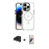MARSİLYAN™- iPhone 15 Pro Kılıf Kozmos Doku Koleksiyonu - Siyah Bilvis 3D Mat Cam Ekran Koruyucu + Raze Metal Kamera Lens - LT