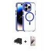 MARSİLYAN™- iPhone 15 Pro Kılıf Kozmos Doku Koleksiyonu - Siyah Bilvis 3D Mat Cam Ekran Koruyucu + Raze Metal Kamera Lens - TMGI