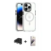 MARSİLYAN™- iPhone 15 Pro Kılıf Kozmos Doku Koleksiyonu - Siyah Bilvis 3D Mat Cam Ekran Koruyucu + Raze Metal Kamera Lens - TMGI