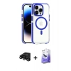 MARSİLYAN™- iPhone 15 Pro Kılıf Kozmos Doku Koleksiyonu - Siyah Bilvis 5in1 5D Magic Hayalet Cam Ekran Koruyucu + Raze Metal Kamera Lens - SH
