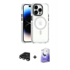 MARSİLYAN™- iPhone 15 Pro Kılıf Kozmos Doku Koleksiyonu - Siyah Bilvis 5in1 5D Magic Hayalet Cam Ekran Koruyucu + Raze Metal Kamera Lens - TMGI