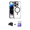 MARSİLYAN™- iPhone 15 Pro Kılıf Kozmos Doku Koleksiyonu - Siyah Bilvis 5in1 5D Magic Hayalet Cam Ekran Koruyucu + Raze Metal Kamera Lens - TMGI