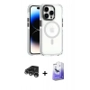 MARSİLYAN™- iPhone 15 Pro Kılıf Kozmos Doku Koleksiyonu - Siyah Bilvis 5in1 5D Magic Hayalet Cam Ekran Koruyucu + Raze Metal Kamera Lens - GS
