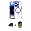 MARSİLYAN™- iPhone 15 Pro Kılıf Kozmos Doku Koleksiyonu - Siyah Buffer Cam Ekran Koruyucu + Raze Metal Kamera Lens - TMGI