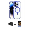 MARSİLYAN™- iPhone 15 Pro Kılıf Kozmos Doku Koleksiyonu - Siyah Buffer Hayalet Cam Ekran Koruyucu + Raze Metal Kamera Lens - SH