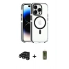 MARSİLYAN™- iPhone 15 Pro Kılıf Kozmos Doku Koleksiyonu - Siyah Joko Magic 5D Hayalet Cam + Raze Metal Kamera Lens - TMGI