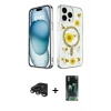 MARSİLYAN™- iPhone 15 Pro Kılıf Kozmos Doku - Şeffaf 360 Full Body Arka Koruyucu + Raze Metal Kamera Lens - TMGI