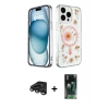 MARSİLYAN™- iPhone 15 Pro Kılıf Kozmos Doku - Şeffaf 360 Full Body Arka Koruyucu + Raze Metal Kamera Lens - TMGI