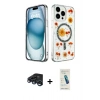 MARSİLYAN™- iPhone 15 Pro Kılıf Kozmos Doku - Şeffaf Pasifik Cam Ekran Koruyucu + Raze Metal Kamera Lens - LT