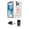 MARSİLYAN™- iPhone 15 Pro Kılıf Kozmos Doku - Siyah 360 Mat Full Body Arka Koruyucu + Raze Metal Kamera Lens - LT
