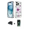 MARSİLYAN™- iPhone 15 Pro Kılıf Kozmos Doku - Siyah 360 Mat Full Body Arka Koruyucu + Raze Metal Kamera Lens - LT