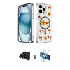 MARSİLYAN™- iPhone 15 Pro Kılıf Kozmos Doku - Siyah 3D Antistatik Seramik Nano Ekran Koruyucu + Raze Metal Kamera Lens - SH