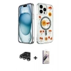MARSİLYAN™- iPhone 15 Pro Kılıf Kozmos Doku - Siyah Bilvis 3D Mat Cam Ekran Koruyucu + Raze Metal Kamera Lens - GS
