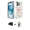 MARSİLYAN™- iPhone 15 Pro Kılıf Kozmos Doku - Siyah Bilvis 3D Mat Cam Ekran Koruyucu + Raze Metal Kamera Lens - SH