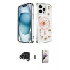 MARSİLYAN™- iPhone 15 Pro Kılıf Kozmos Doku - Siyah Bilvis 3D Mat Cam Ekran Koruyucu + Raze Metal Kamera Lens - TMGI