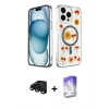MARSİLYAN™- iPhone 15 Pro Kılıf Kozmos Doku - Siyah Bilvis 5in1 3D Magic Cam Ekran Koruyucu + Raze Metal Kamera Lens - SH