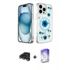 MARSİLYAN™- iPhone 15 Pro Kılıf Kozmos Doku - Siyah Bilvis 5in1 3D Magic Cam Ekran Koruyucu + Raze Metal Kamera Lens - TMGI
