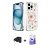 MARSİLYAN™- iPhone 15 Pro Kılıf Kozmos Doku - Siyah Bilvis 5in1 5D Magic Hayalet Cam Ekran Koruyucu + Raze Metal Kamera Lens - LT