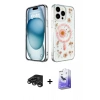 MARSİLYAN™- iPhone 15 Pro Kılıf Kozmos Doku - Siyah Bilvis 5in1 5D Magic Hayalet Cam Ekran Koruyucu + Raze Metal Kamera Lens - TMGI