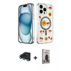 MARSİLYAN™- iPhone 15 Pro Kılıf Kozmos Doku - Siyah Bilvis Hayalet Cam Ekran Koruyucu + Raze Metal Kamera Lens - LT
