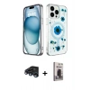 MARSİLYAN™- iPhone 15 Pro Kılıf Kozmos Doku - Siyah Bilvis Hayalet Cam Ekran Koruyucu + Raze Metal Kamera Lens - LT