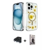 MARSİLYAN™- iPhone 15 Pro Kılıf Kozmos Doku - Siyah Bilvis Hayalet Cam Ekran Koruyucu + Raze Metal Kamera Lens - LT