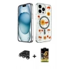 MARSİLYAN™- iPhone 15 Pro Kılıf Kozmos Doku - Siyah Buffer Cam Ekran Koruyucu + Raze Metal Kamera Lens - GS