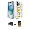 MARSİLYAN™- iPhone 15 Pro Kılıf Kozmos Doku - Siyah Buffer Cam Ekran Koruyucu + Raze Metal Kamera Lens - GS