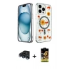 MARSİLYAN™- iPhone 15 Pro Kılıf Kozmos Doku - Siyah Buffer Cam Ekran Koruyucu + Raze Metal Kamera Lens - LT