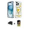 MARSİLYAN™- iPhone 15 Pro Kılıf Kozmos Doku - Siyah Buffer Cam Ekran Koruyucu + Raze Metal Kamera Lens - LT