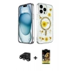 MARSİLYAN™- iPhone 15 Pro Kılıf Kozmos Doku - Siyah Buffer Cam Ekran Koruyucu + Siyah Raze Metal Kamera Lens