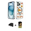 MARSİLYAN™- iPhone 15 Pro Kılıf Kozmos Doku - Siyah Buffer Cam Ekran Koruyucu + Siyah Raze Metal Kamera Lens