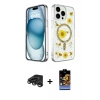 MARSİLYAN™- iPhone 15 Pro Kılıf Kozmos Doku - Siyah Buffer Hayalet Cam Ekran Koruyucu + Raze Metal Kamera Lens - TMGI