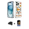 MARSİLYAN™- iPhone 15 Pro Kılıf Kozmos Doku - Siyah Buffer Hayalet Cam Ekran Koruyucu + Raze Metal Kamera Lens - TMGI